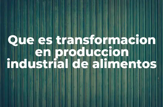 Que es Transformacion en Produccion Industrial de Alimentos