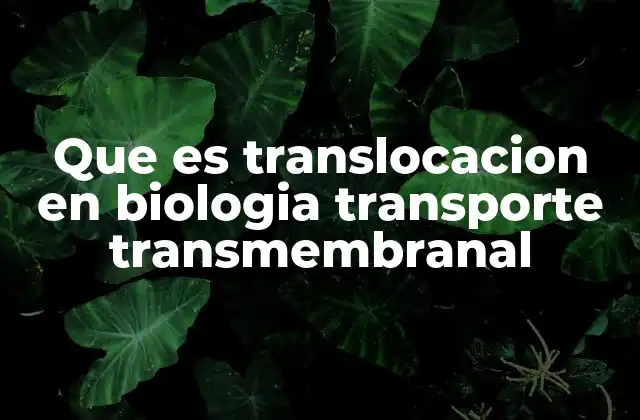 Que es Translocacion en Biologia Transporte Transmembranal
