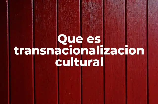 Que es Transnacionalizacion Cultural
