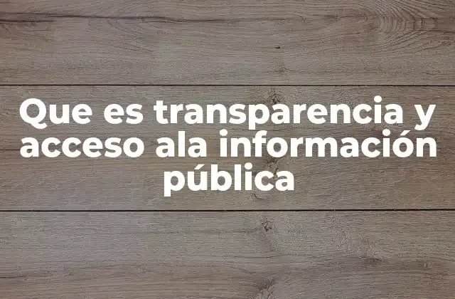 Que es Transparencia y Acceso Ala Información Pública