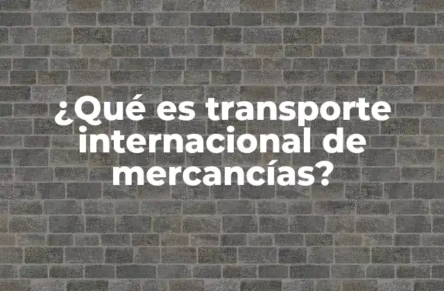 ¿qué es Transporte Internacional de Mercancías?