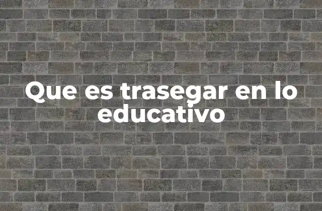 Que es Trasegar en Lo Educativo