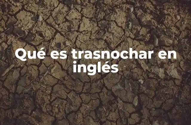 Qué es Trasnochar en Inglés