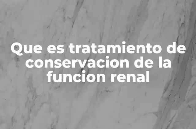 Que es Tratamiento de Conservacion de la Funcion Renal