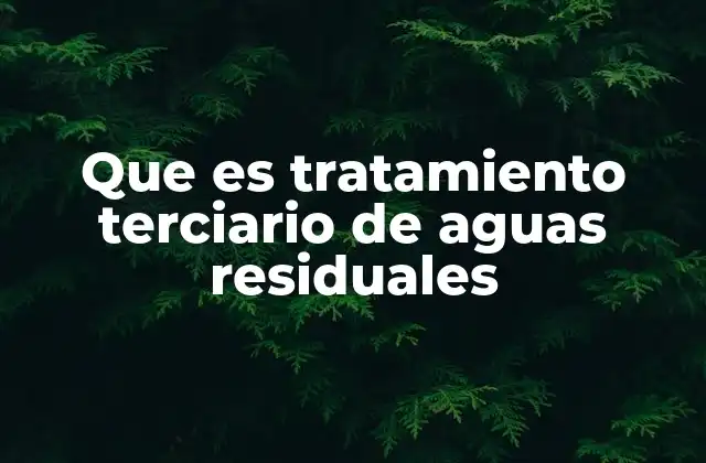 Que es Tratamiento Terciario de Aguas Residuales