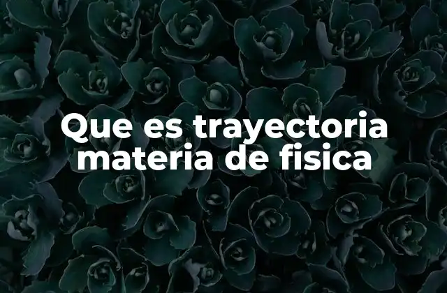 Que es Trayectoria Materia de Fisica