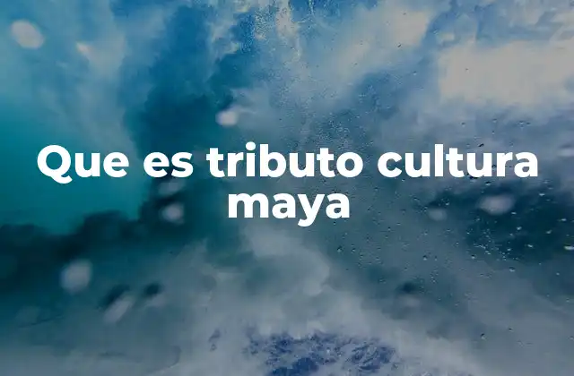 Que es Tributo Cultura Maya