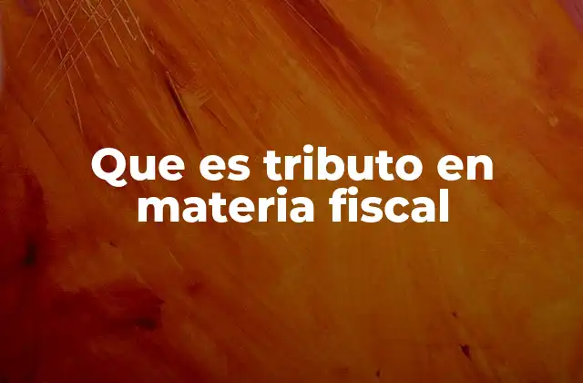 Que es Tributo en Materia Fiscal