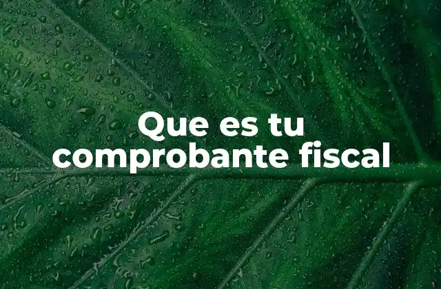 Que es Tu Comprobante Fiscal