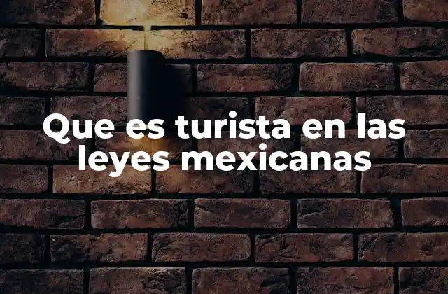 Que es Turista en las Leyes Mexicanas