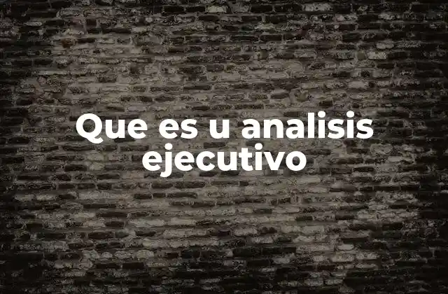 Que es u Analisis Ejecutivo