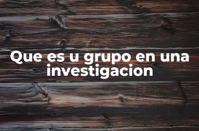 Que es u Grupo en una Investigacion