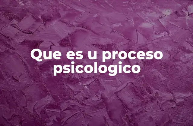 Que es u Proceso Psicologico