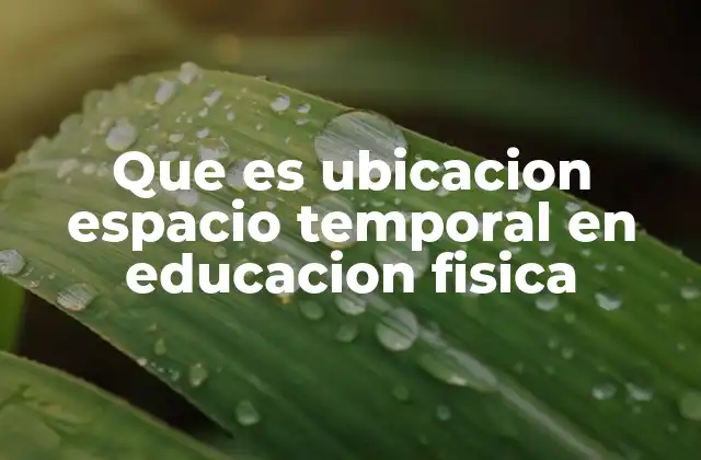 Que es Ubicacion Espacio Temporal en Educacion Fisica 2 El papel del espacio y el tiempo en la enseñanza del movimiento