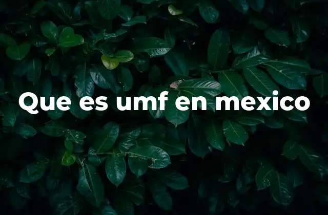 Que es Umf en Mexico