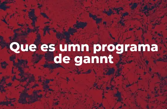 Que es Umn Programa de Gannt