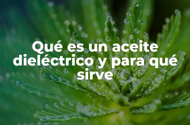 Qué es un Aceite Dieléctrico y para Qué Sirve