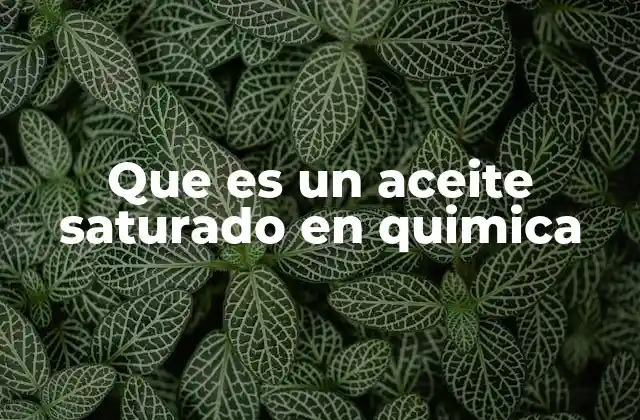 Que es un Aceite Saturado en Quimica