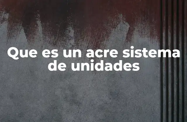 Que es un Acre Sistema de Unidades