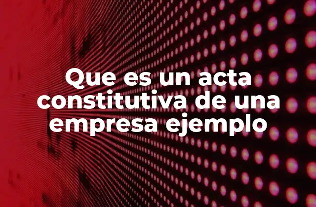 Que es un Acta Constitutiva de una Empresa Ejemplo