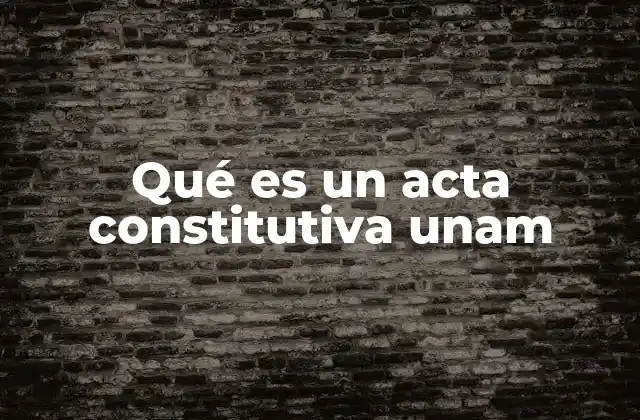 Qué es un Acta Constitutiva Unam