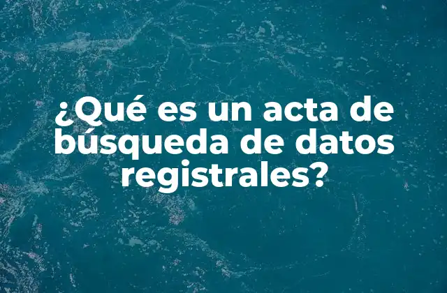 ¿qué es un Acta de Búsqueda de Datos Registrales?