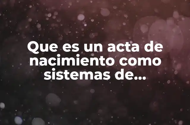 Que es un Acta de Nacimiento como Sistemas de Identificacion
