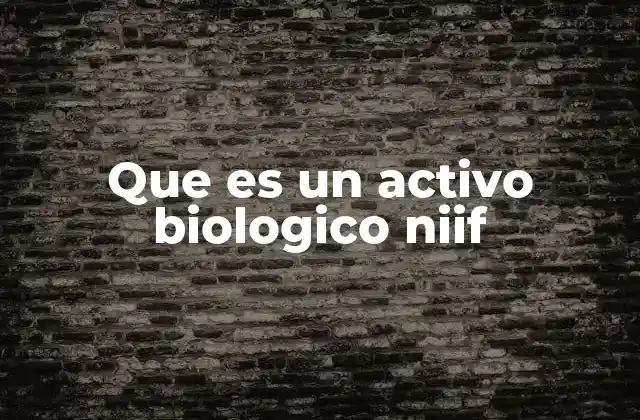Que es un Activo Biologico Niif