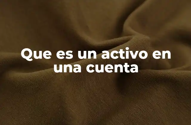 Que es un Activo en una Cuenta