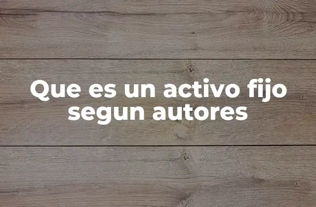 Que es un Activo Fijo Segun Autores