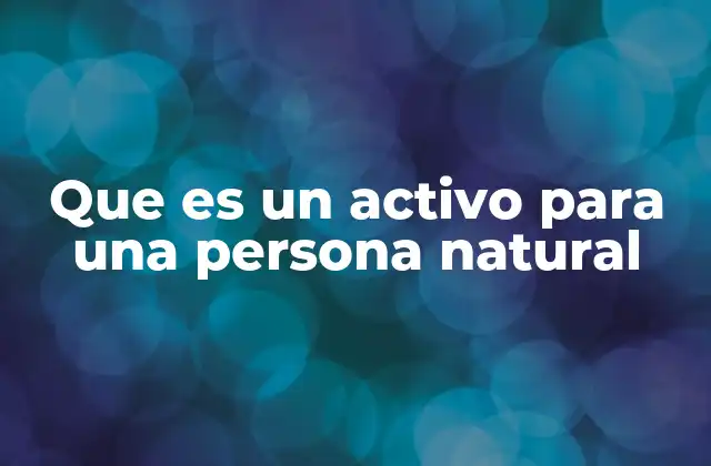 Que es un Activo para una Persona Natural