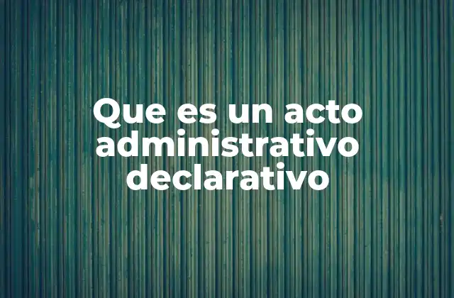 Que es un Acto Administrativo Declarativo