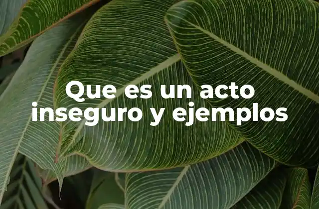 Que es un Acto Inseguro y Ejemplos
