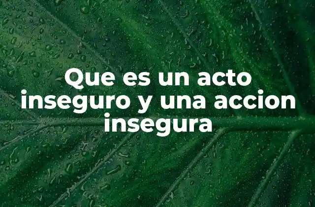 Que es un Acto Inseguro y una Accion Insegura