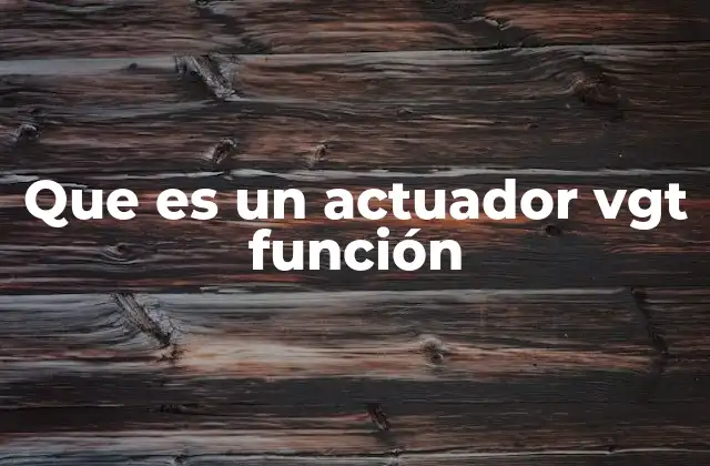 Que es un Actuador Vgt Función