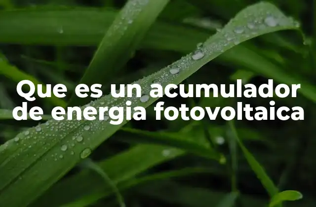 Que es un Acumulador de Energia Fotovoltaica