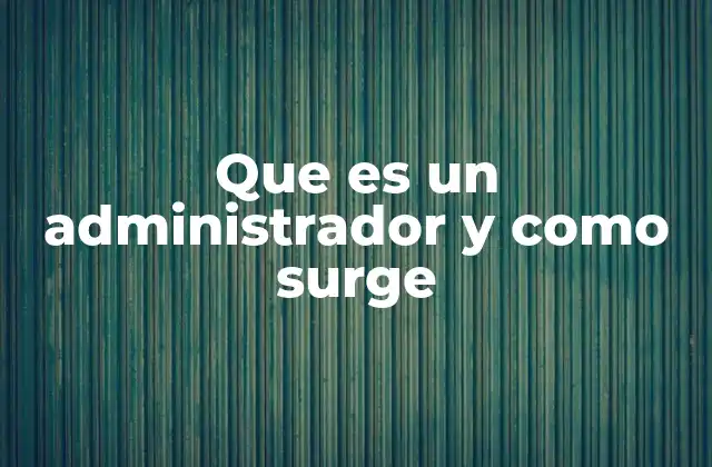 Que es un Administrador y como Surge