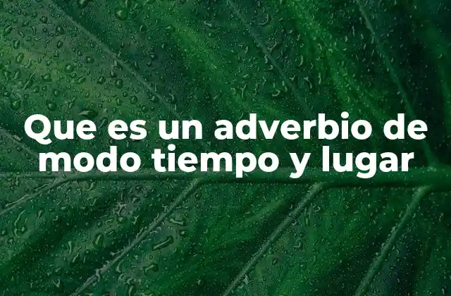 Que es un Adverbio de Modo Tiempo y Lugar