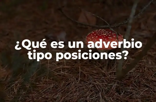 ¿qué es un Adverbio Tipo Posiciones? 2 La importancia de los adverbios en la descripción espacial