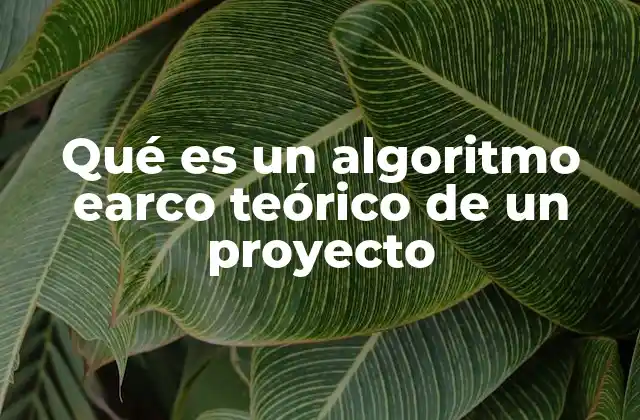 Qué es un Algoritmo Earco Teórico de un Proyecto