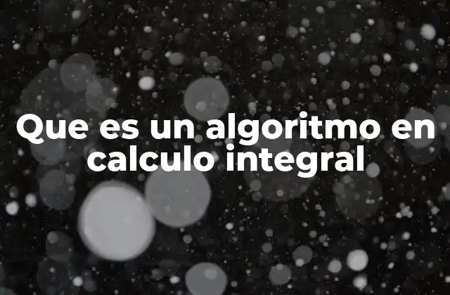 Que es un Algoritmo en Calculo Integral
