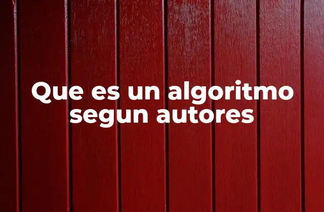 Que es un Algoritmo Segun Autores