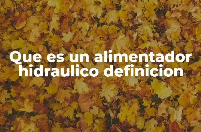 Que es un Alimentador Hidraulico Definicion