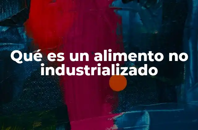 Qué es un Alimento No Industrializado