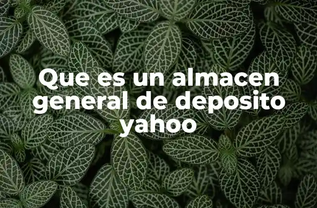 Que es un Almacen General de Deposito Yahoo