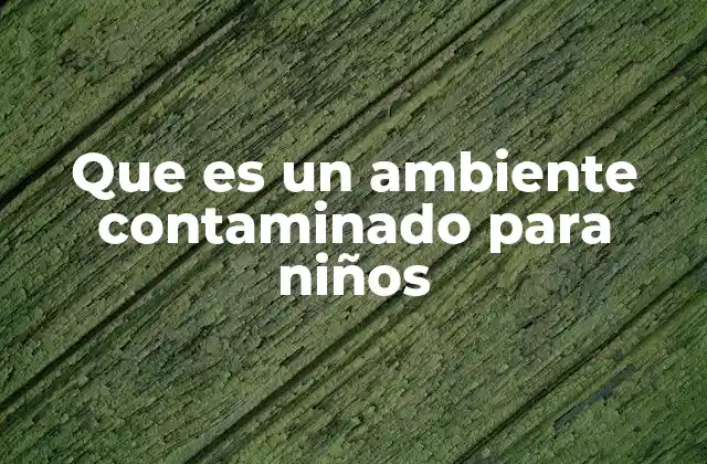 Que es un Ambiente Contaminado para Niños