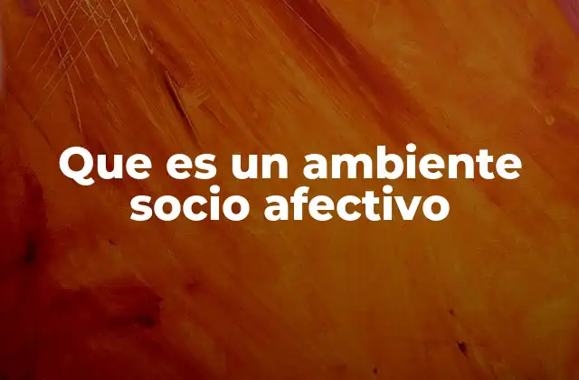 Que es un Ambiente Socio Afectivo