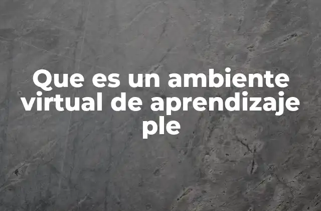 Que es un Ambiente Virtual de Aprendizaje Ple