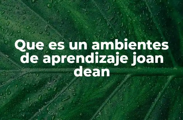Que es un Ambientes de Aprendizaje Joan Dean
