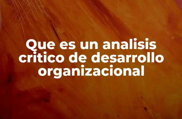 Que es un Analisis Critico de Desarrollo Organizacional